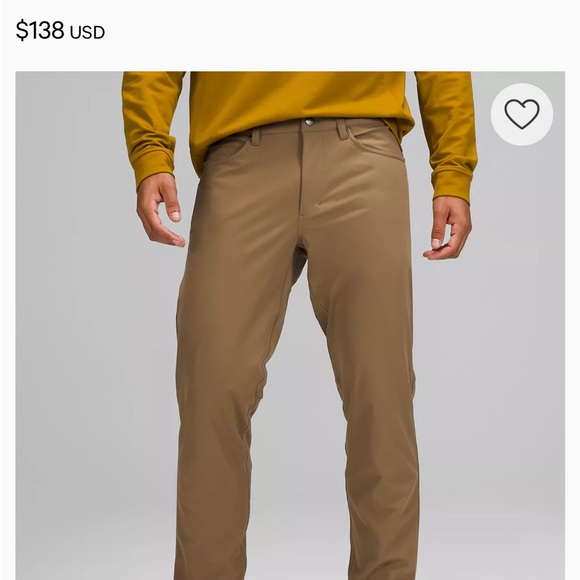 Lululemon men’s ABC 5 pocket dark khaki size 36